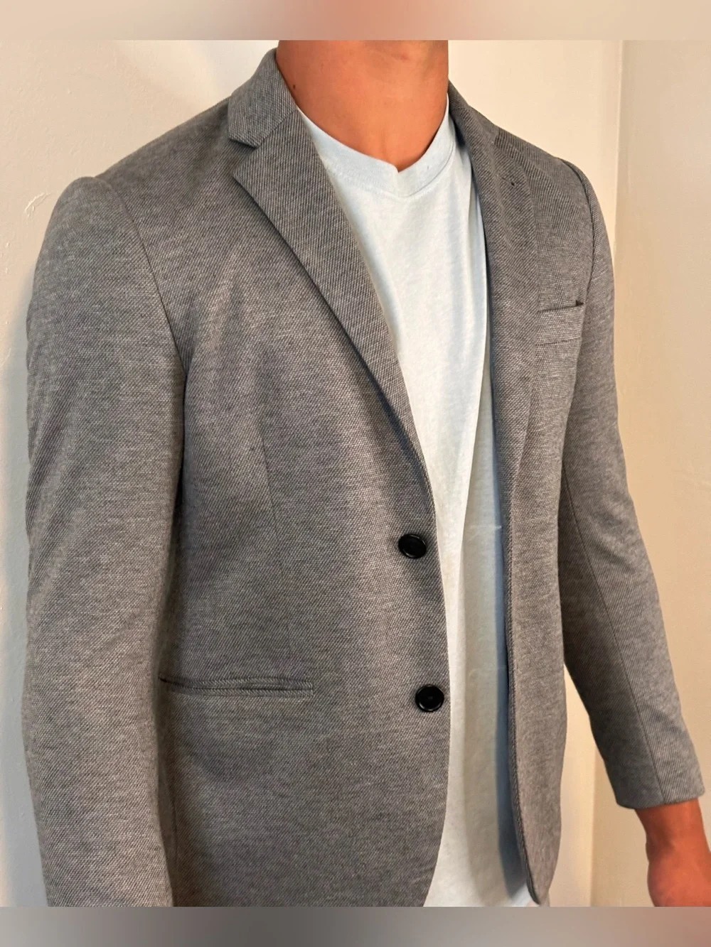Frank & Oak Laurier Fit Gray Blazer Men’s Size 36 Two-Button Single Breasted